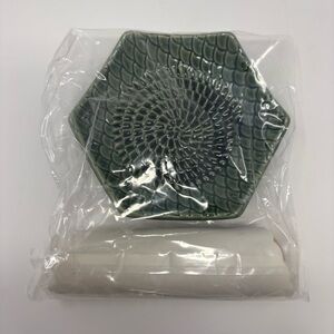 The Grate Plate Ceramic Grater Set with Peeler And Brush Green Garlic Spices NIB